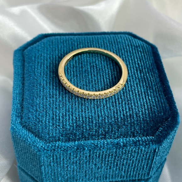 Elegant Gold Plated Silver Moissanite Half Eternity Ring - Picture 3 of 5